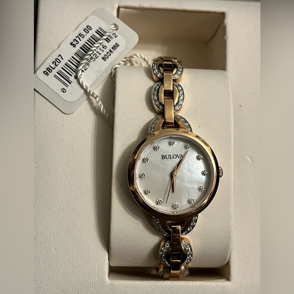 Bulova 98L207 Crystal Analog Display Quartz Rose Gold Watch - Picture 3 of 6